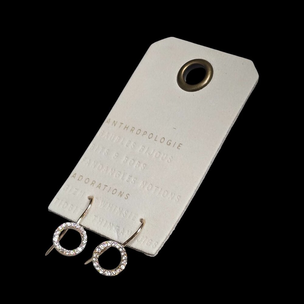 Anthropologie Women's Trendy Open Circe Gold Tone Crystal Hook Earrings NWT